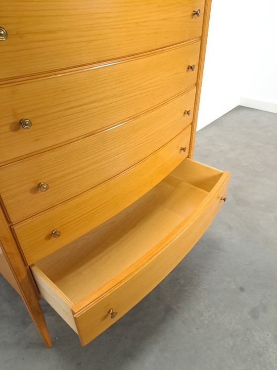 Image 1 of Cassettiera alta curva di metà secolo con 6 cassetti