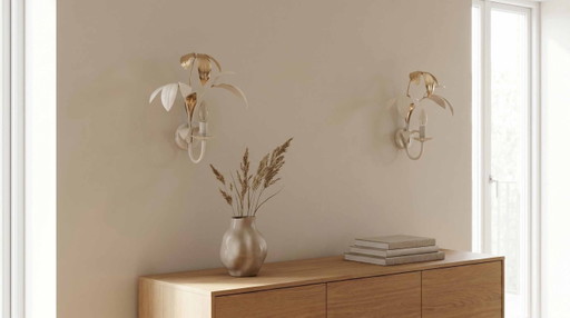 Lot de 2 appliques murales « FLORA », style Hans Kögl, milieu du siècle