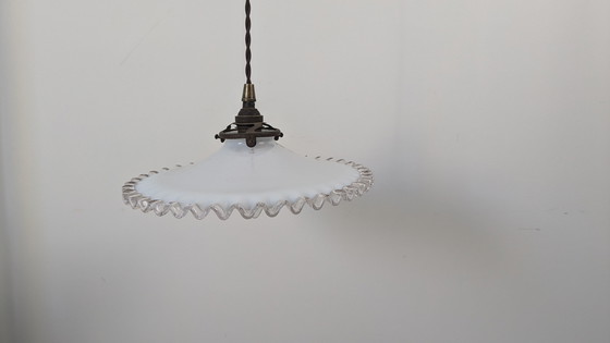 Image 1 of Vintage White Opaline Hanging Lamp