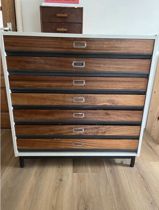 Vintage teken-/escuela ladekast 