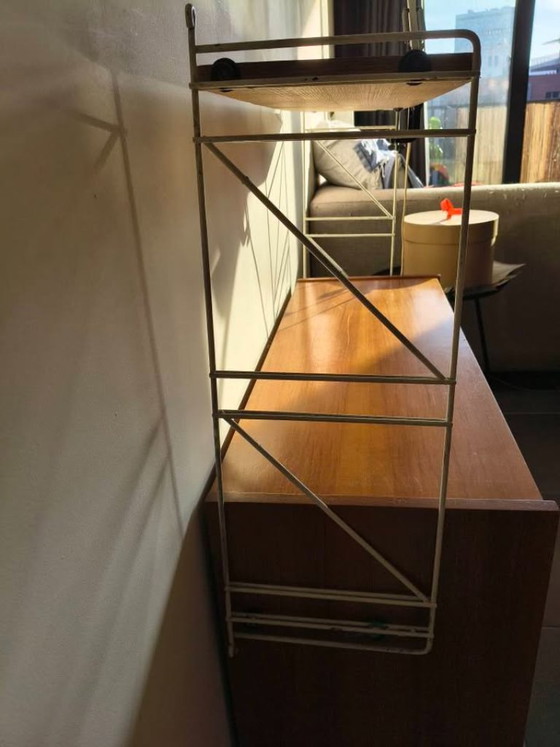 Mid-Century Teak String-Style Hanging Bookcase (Nils Strinning) – Wandrek, Metal, Wood (photo 3 of 5)