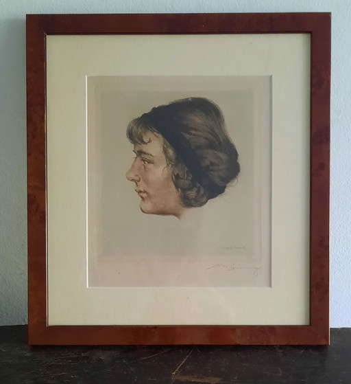 Radierung von Max Brüning - Junge Frau