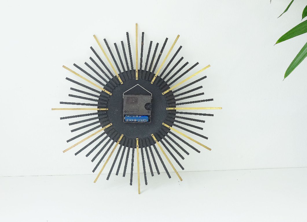 Vintage wall clock Richter Electric Germany Brutalist Starburst