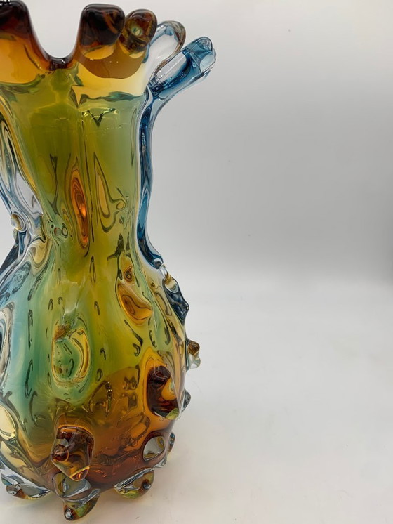 Image 1 of Murano-Vase, Seguso 1980 A. del Borgo zugeschrieben, hergestellt in Italien, Rostrato