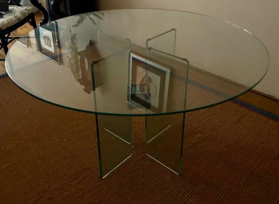 Image 1 of Glass dining table by Peter Ghyzcy.