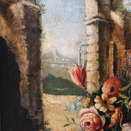 Image 1 of Antique Still Life Painting, Oil on Canvas, Italy 19th Century