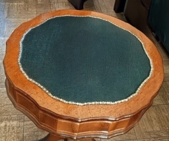 Image 1 of Side table in wood and leather