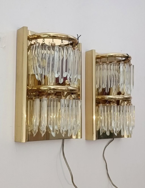 Paar Murano-Glas-Wandleuchten von Lumica aus den 1970er Jahren