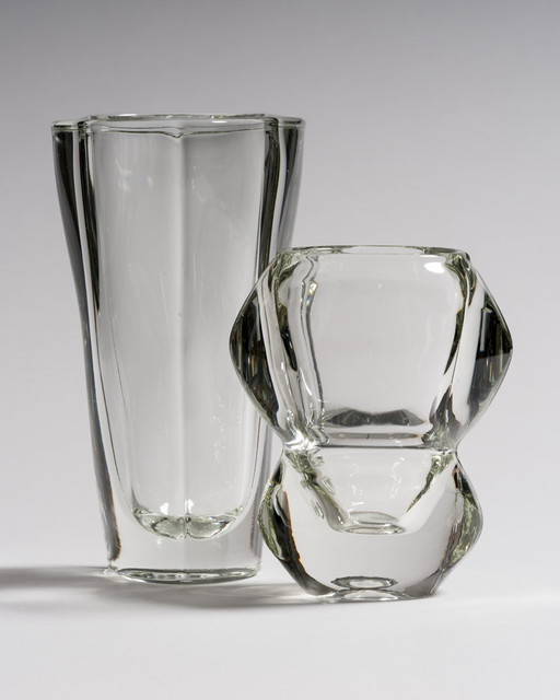 Paire de vases sculpturaux en verre tchèque par František Vízner pour Sklo Union, 1962