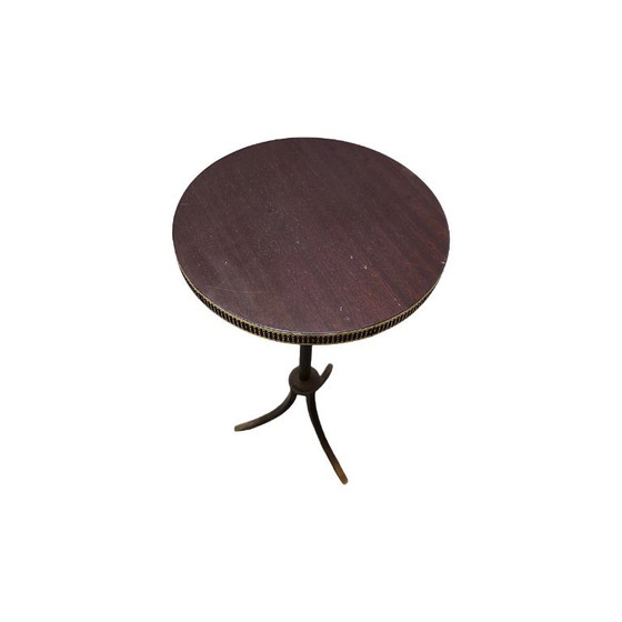 Vintage French brass side table, 1960s – Wood (photo 3 of 5)