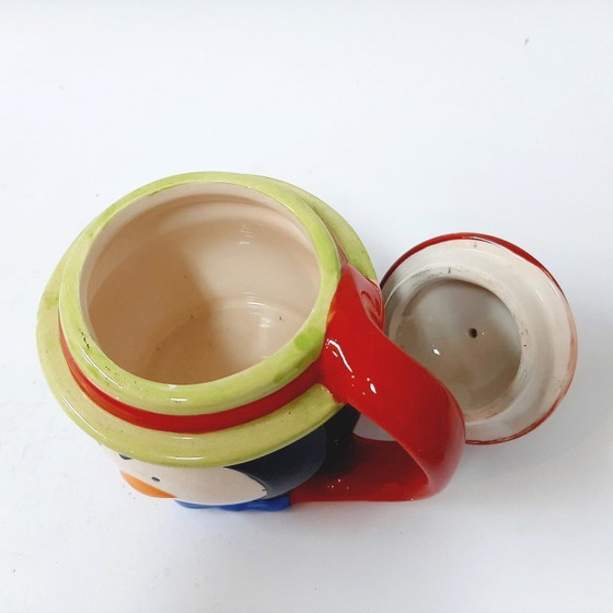 Image 1 of  Vintage Glazed and Lidded Pottery Mug Cup Ceramic, Hand painted - image 2 of 9 Vintage Glazed and Lidded Pottery Mug Cup Cerami