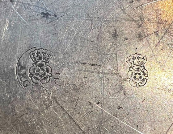 Image 1 of Piatto circolare, 32 cm, di Jean Baptiste OUDART, circa 1850, in peltro argentato