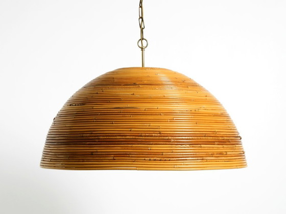 Image 1 of Preciosa lámpara colgante de techo italiana de bambú de los años 70 | Ø 72 cm | Vivai del Sud