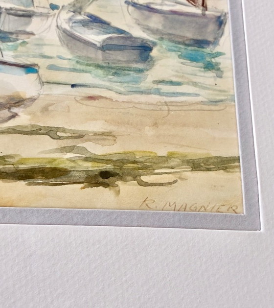 Image 1 of Watercolor wash Port of Piriac Loire Atlantique