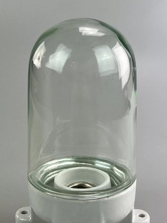 Image 1 of 50s 60s lamp wandlamp kelderlamp keramiek glas Bauhaus design