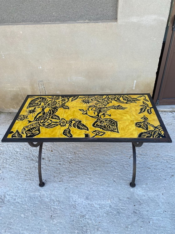 Image 1 of Jean Lurçat a Saint-Vincent, tavolino da caffè in ferro battuto, 1950