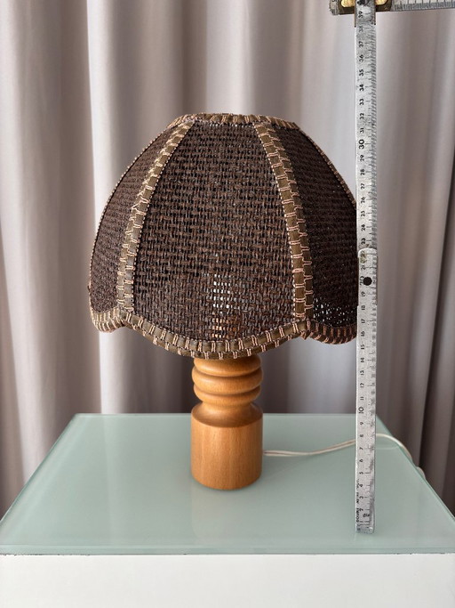 Lampe de table vintage tressée – Bois et rotin – Années 1970 – tafellampen, Wood (photo 2 of 11)