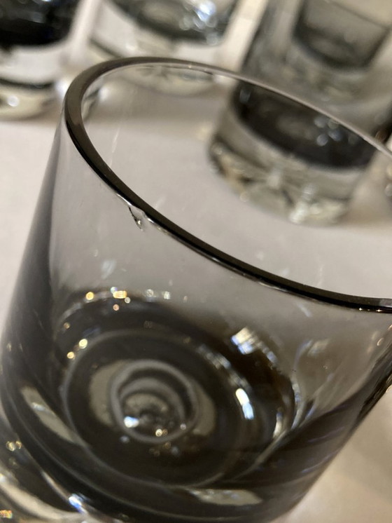 Image 1 of 10 bicchieri da aperitivo in vetro fumé, anni '60-'70