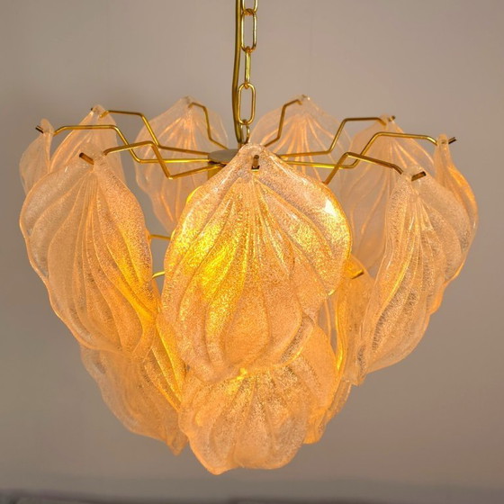 Image 1 of Lampe à suspension Murano Novaresi années 70 en verre glacé