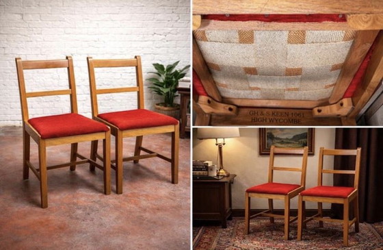 Image 1 of Exclusieve Set van 2 Vintage Engelse Eikenstoelen | G.H. & S. Keen (High Wycombe) | Mid-Century Ambacht