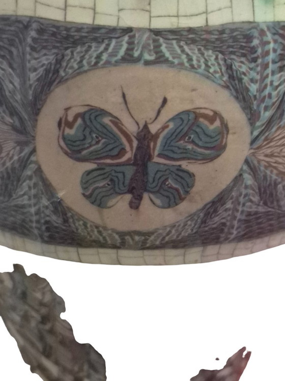 Multicolor vase with butterfly motif, jean germino vallauris, Other, Multi Color, Modern (photo 11 of 15)
