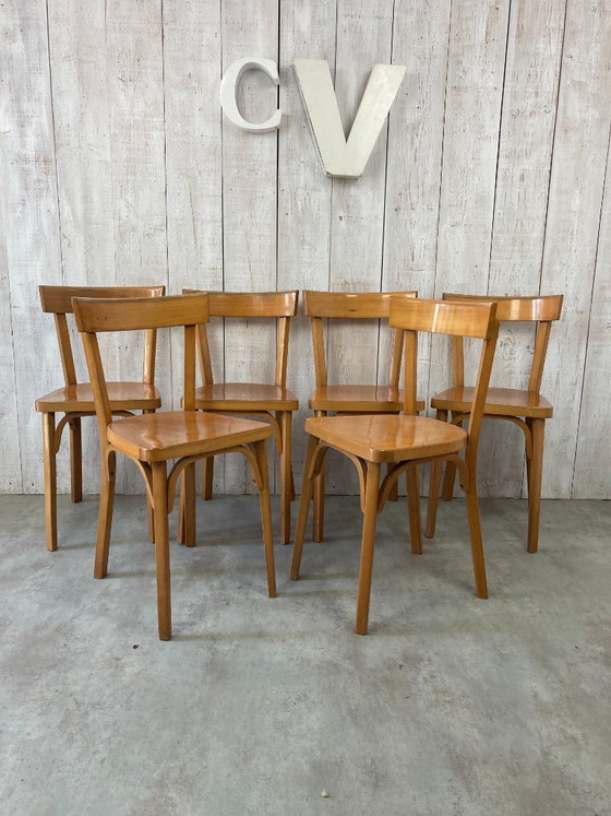 Set van 6 Baumann bistrostoelen – Eetkamerstoelen, Wood (photo 7 of 15)