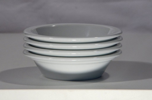 4 witte kommen, Sarreguemines (Cafeteria), gemaakt in Frankrijk, D12xH3cm – schalen, Ceramic