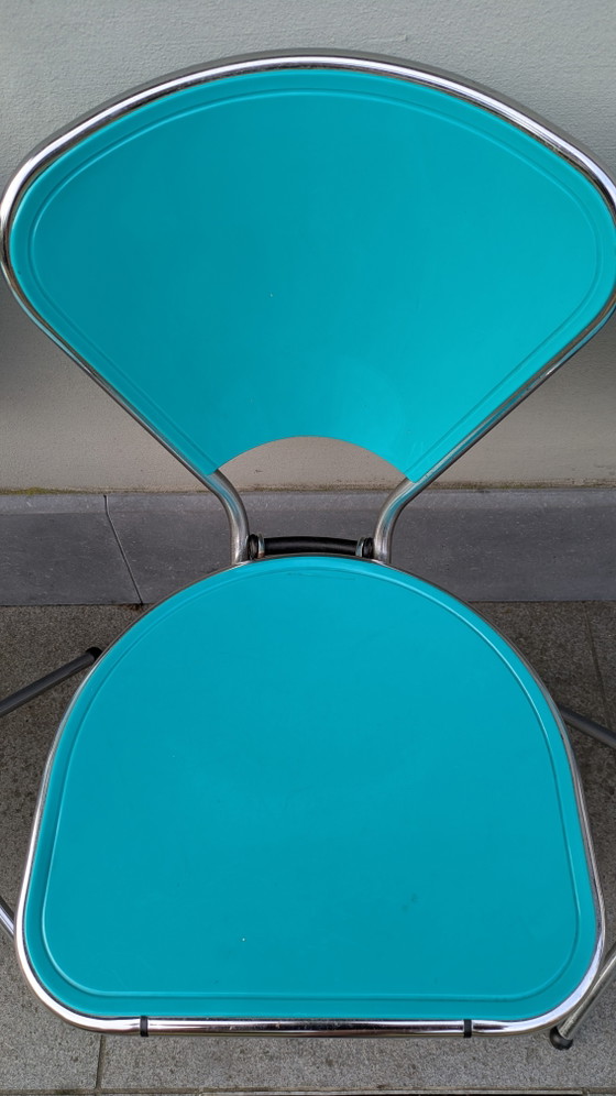 Image 1 of Set mit 4 türkisfarbenen Ikea Isak Klappstühlen