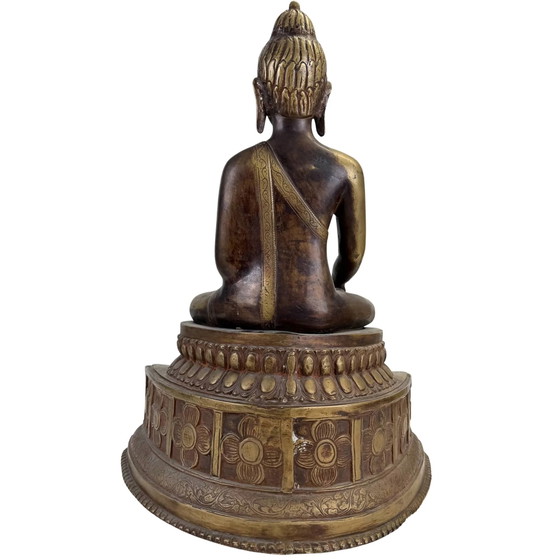 Buddha Himalayano in Bronzo Qualità Museo con Occhi d'Argento – XVI–XVII Secolo – 49.5 cm – Sculture, Bronze (photo 5 of 10)