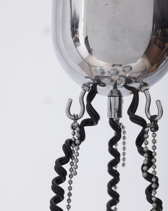 Image 1 of Lustre vintage des années 70 en métal chromé design Goffredo Reggiani