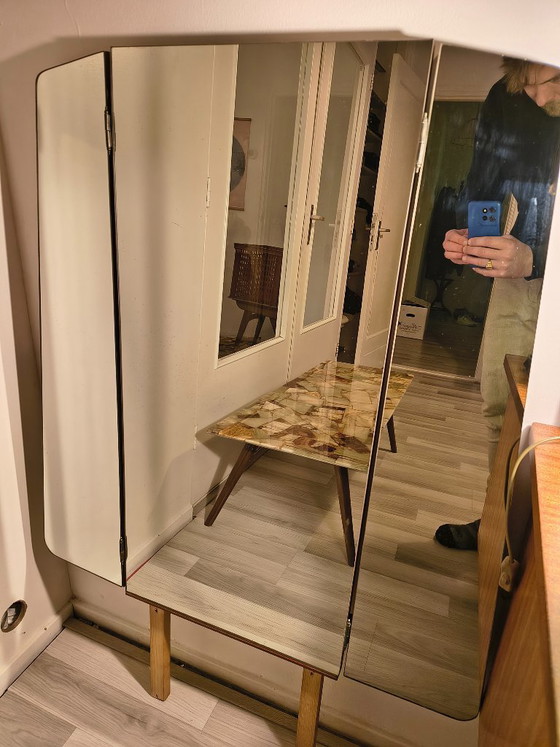 Image 1 of Vintage Triptych Mirror – 1950s/60s Vanity Mirror