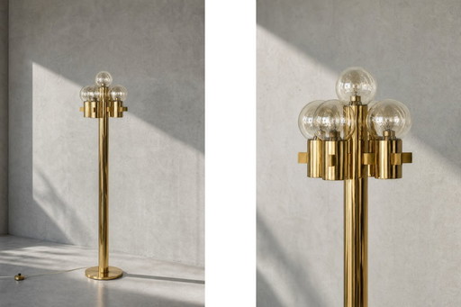 Vintage Mid-Century Scandinavian Modern Sculptural Gold Floor Lamp by Hans-Agne Jakobsson for Hans-Agne Jakobsson Ab, 1970s