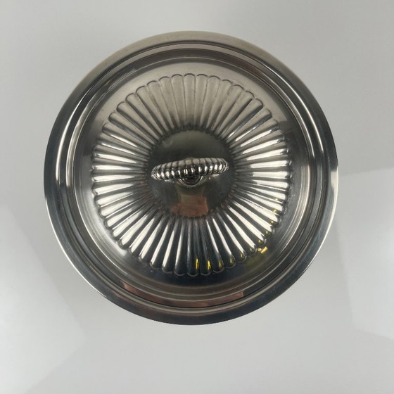 Image 1 of Fuente/sopera italiana de metal plateado para verduras, PM Italy, circa 1960-1980