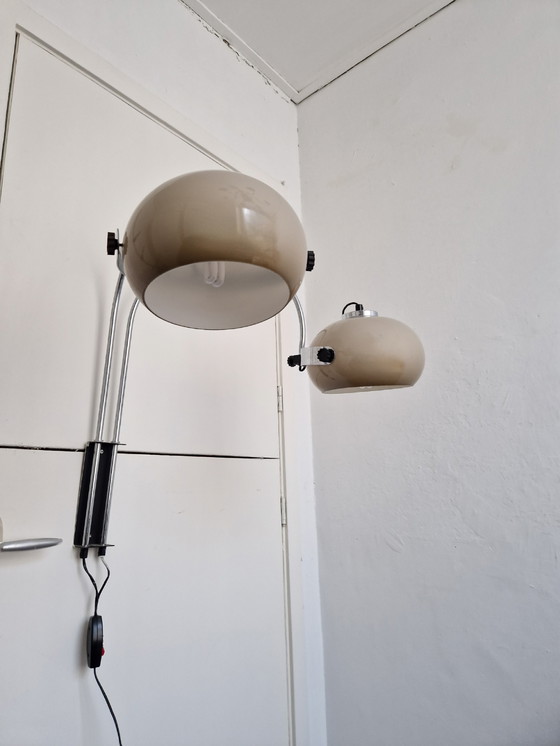 Image 1 of Vintage Dijkstra mushroom wall lamp 2 arches chrome