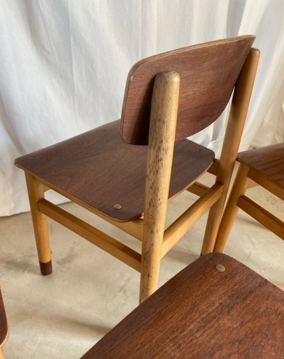 Four low chairs Kvetny and Sonners Stolefabrik Denmark 1960, Side chairs, Wood, Brown (photo 6 of 15)