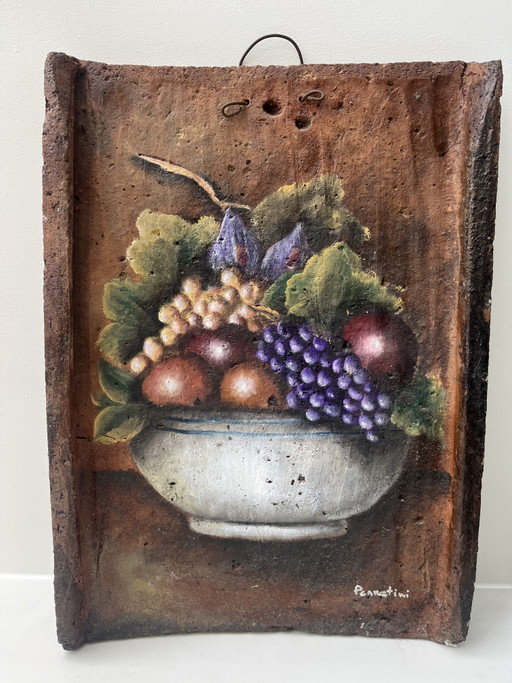 Pintura de Pennatini sobre teja