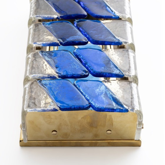 Image 1 of Par de apliques italianos de cristal de Murano y latón de estilo moderno de mediados de siglo
