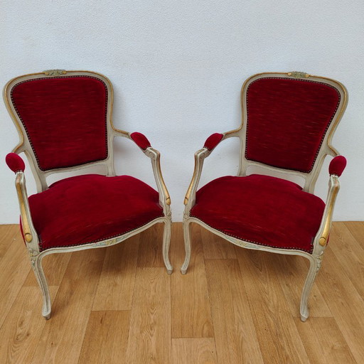 Sedie e poltrone vintage francesi in stile Luigi XV. Prezzo fisso.