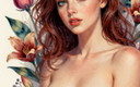 Naakte Vrouw met Bloemen / Acryl Canvas (60×60 Cm)