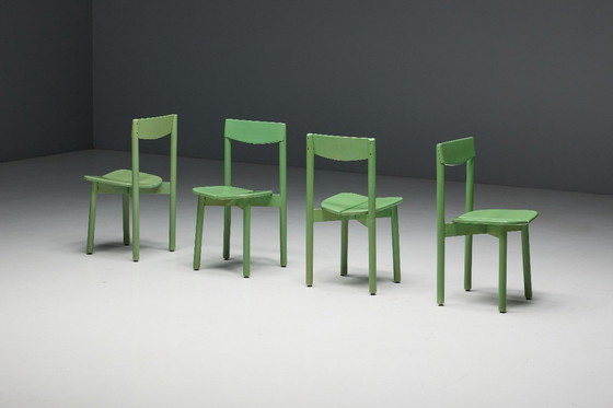 Image 1 of Groene eetkamerstoelen van Pierre Gautier Delaye, Frankrijk, 1965