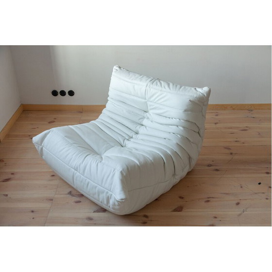 Image 1 of Ensemble vintage en cuir blanc Togo par Michel Ducaroy pour Ligne Roset