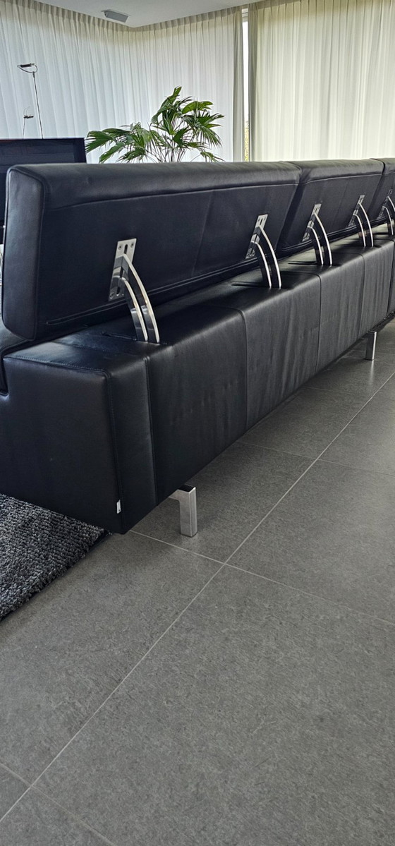 Jori Shiva Bank Met Chaise Longue In Zwart Leer – 3-5 zitsbanken, Leather (photo 6 of 10)
