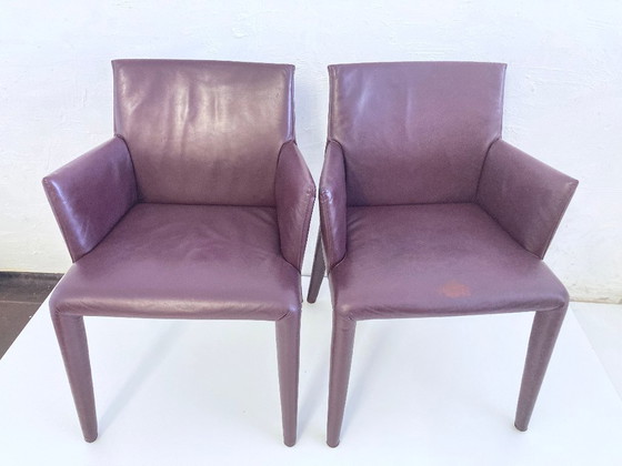Image 1 of Set of 2 B&B Italia armchairs, full vent leather, Mario Bellini style