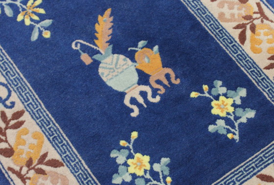 Image 1 of Original Handgeknüpfter Alte China Peking Art Modern 140 X 70 Cm 