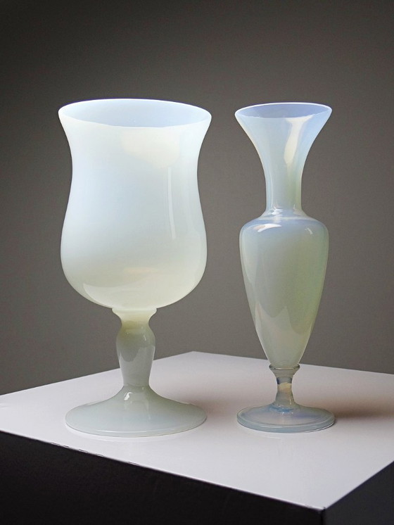Image 1 of Duo of vintage opaline soap bubble vases
