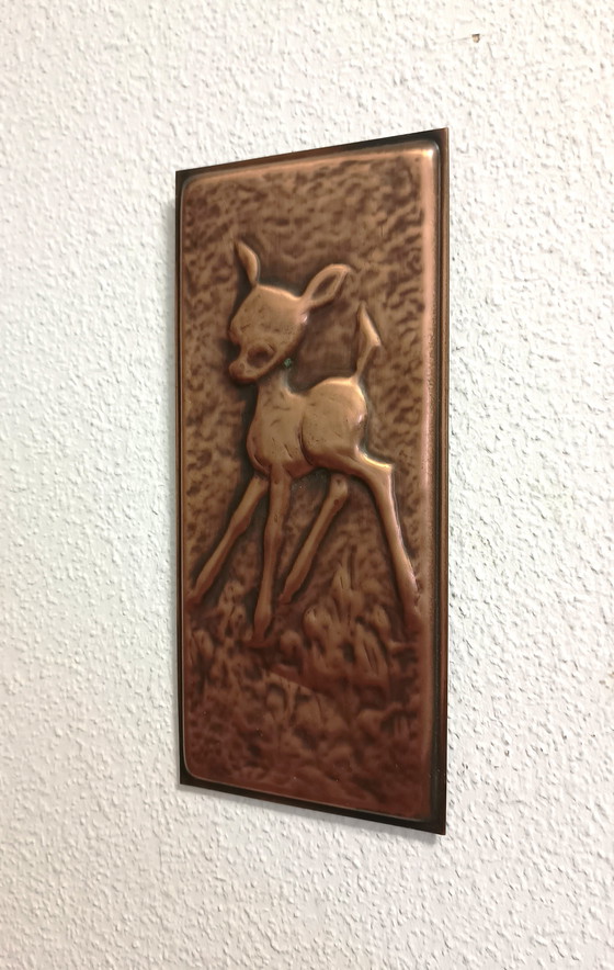 Image 1 of Targa murale Giovane Cervo Rame