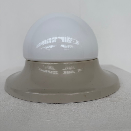 Ceiling/wall lamp round light gray plastic 60s/70s