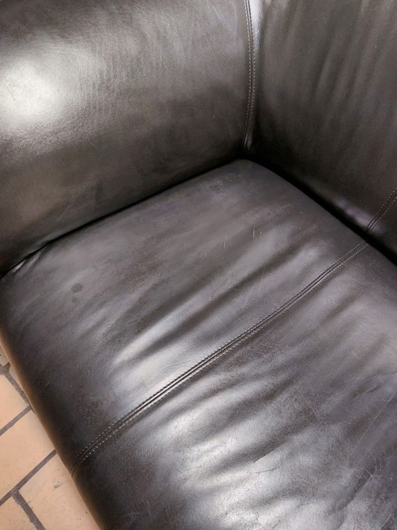 Leolux Sofás de 2 plazas negro Mink de 1982, Cuero (foto 9 de 9)
