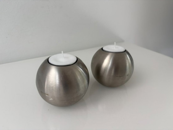 Set of 2 Stainless Steel Candle holders – Double-Sided Design – rvs (photo 5 of 13)