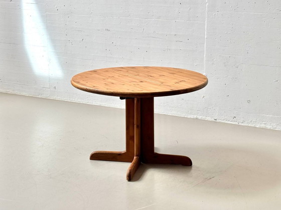 Image 1 of Table de salle à manger extensible en pin teinté foncé, années 1970